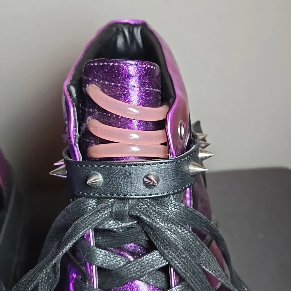 Demonia Plant Neptunez 100 UV Unisex Platform Purple Glitter Hologram Sneakers - Picture 6 of 16